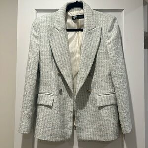 Zara mint green/silver metallic blazer